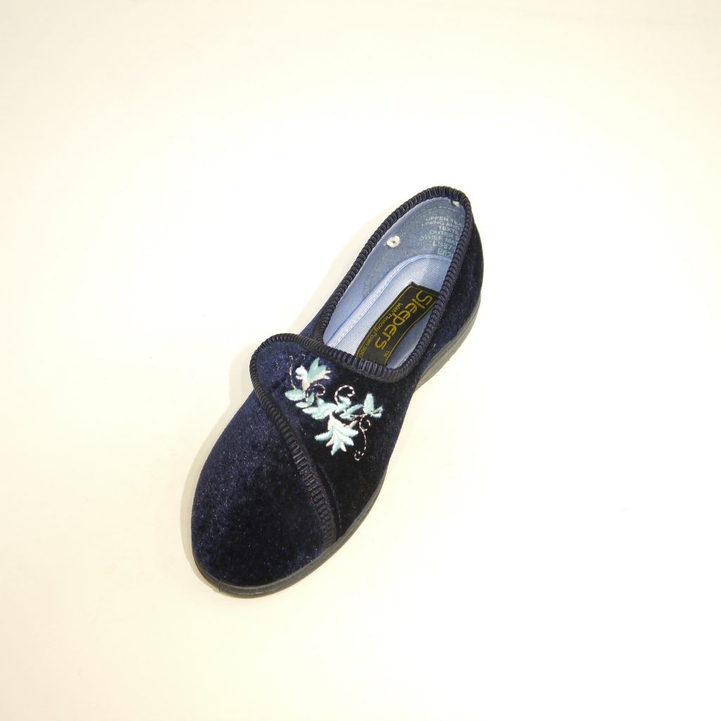 Sleepers Jolene Embroidered Touch-Fastening Slippers For Women - US Size 9, Navy Blue - View #5