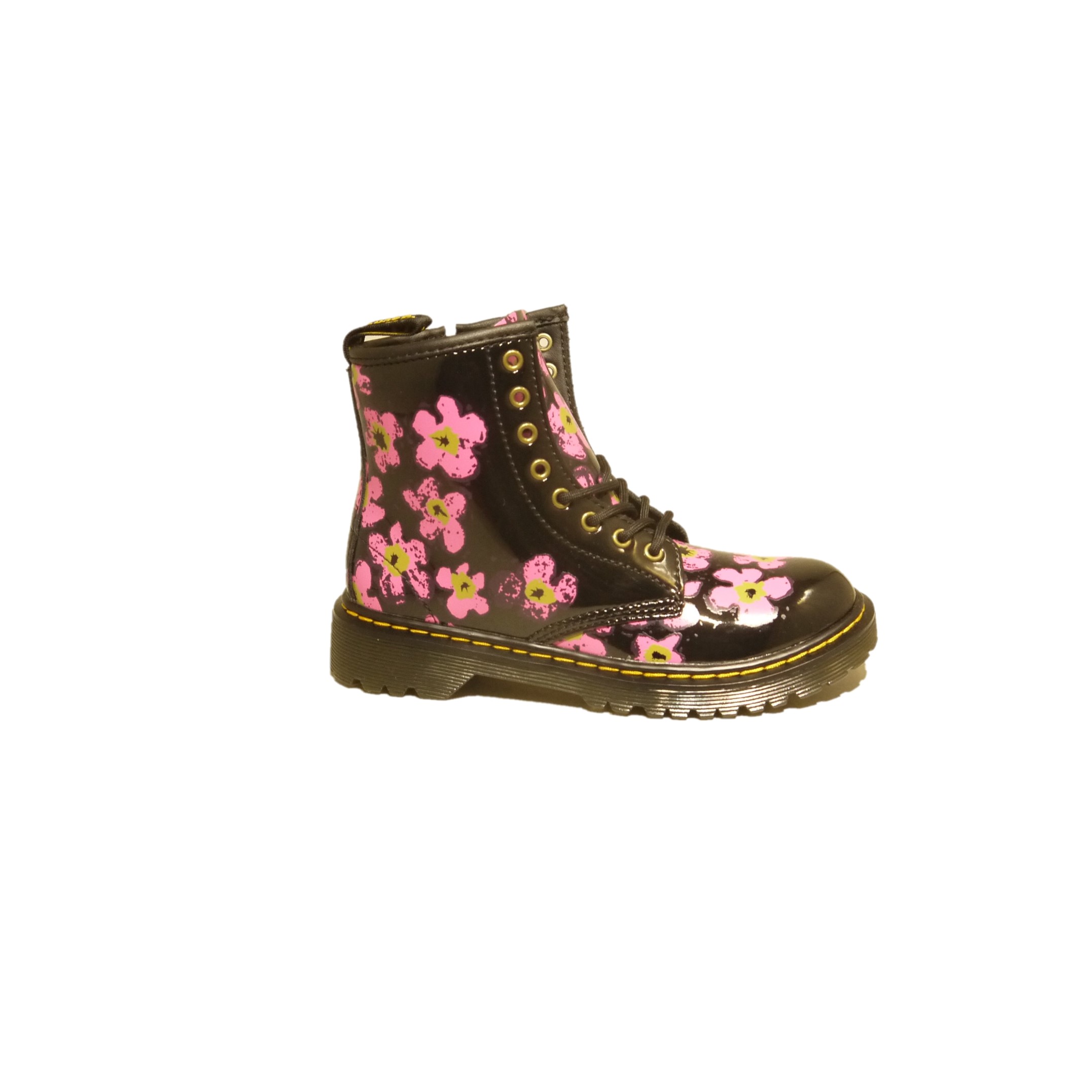 Dr Martens 1460 Junior Pansy Fayre Patent Black Multi 4 Dr Martens 1460 Junior Pansy Fayre Patent Black Multi - Image 4