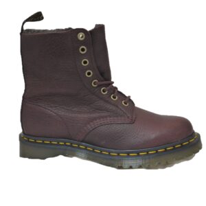 Dr Martens 1460 Faux Fur Lined Grizzly Leather Cherry Red - Image 4